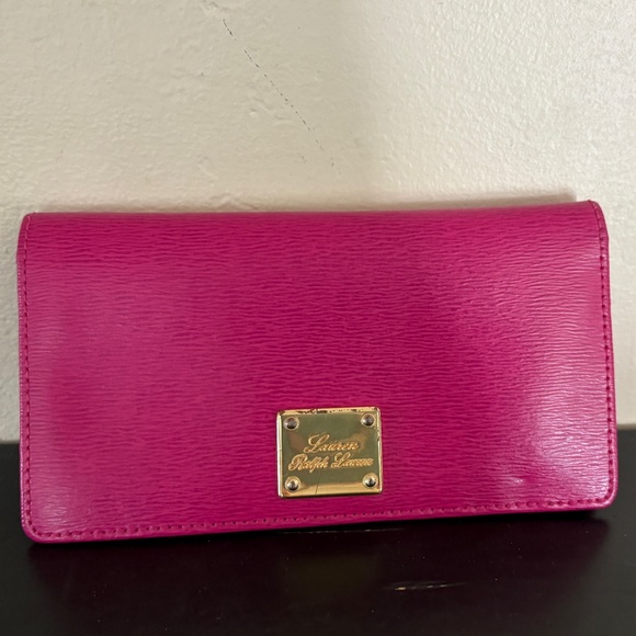 Lauren Ralph Lauren leather clutch wallet, card case, checkbook cover - Picture 1 of 8